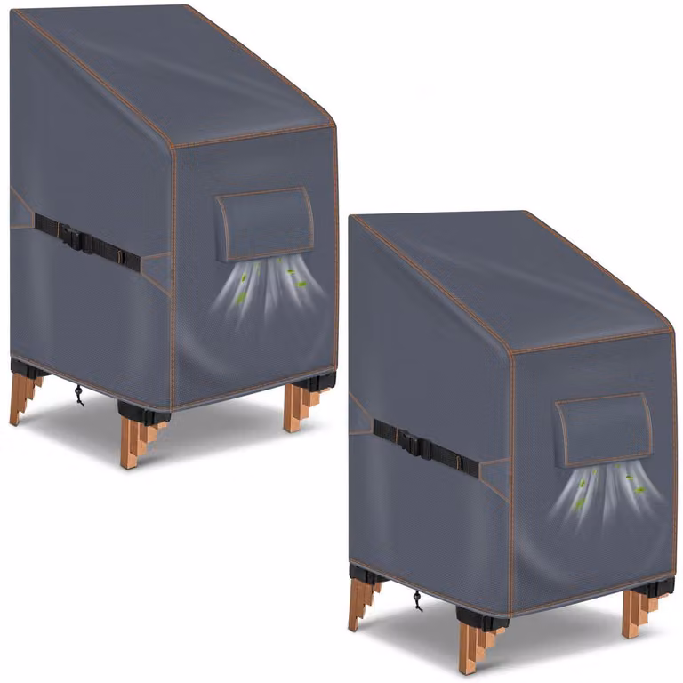 2 coperture per sedia da giardino, dimensioni 80x85x90 cm, colore grigio, impermeabili, realizzate in tessuto Oxford 420D