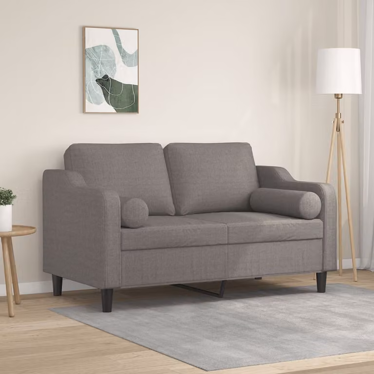 Divano a 2 Posti Moderno vidaXL in Tessuto con Cuscini e Coperture Rimovibili, Grigio o Beige, L: 138 cm, P: 80 cm, H: 77 cm