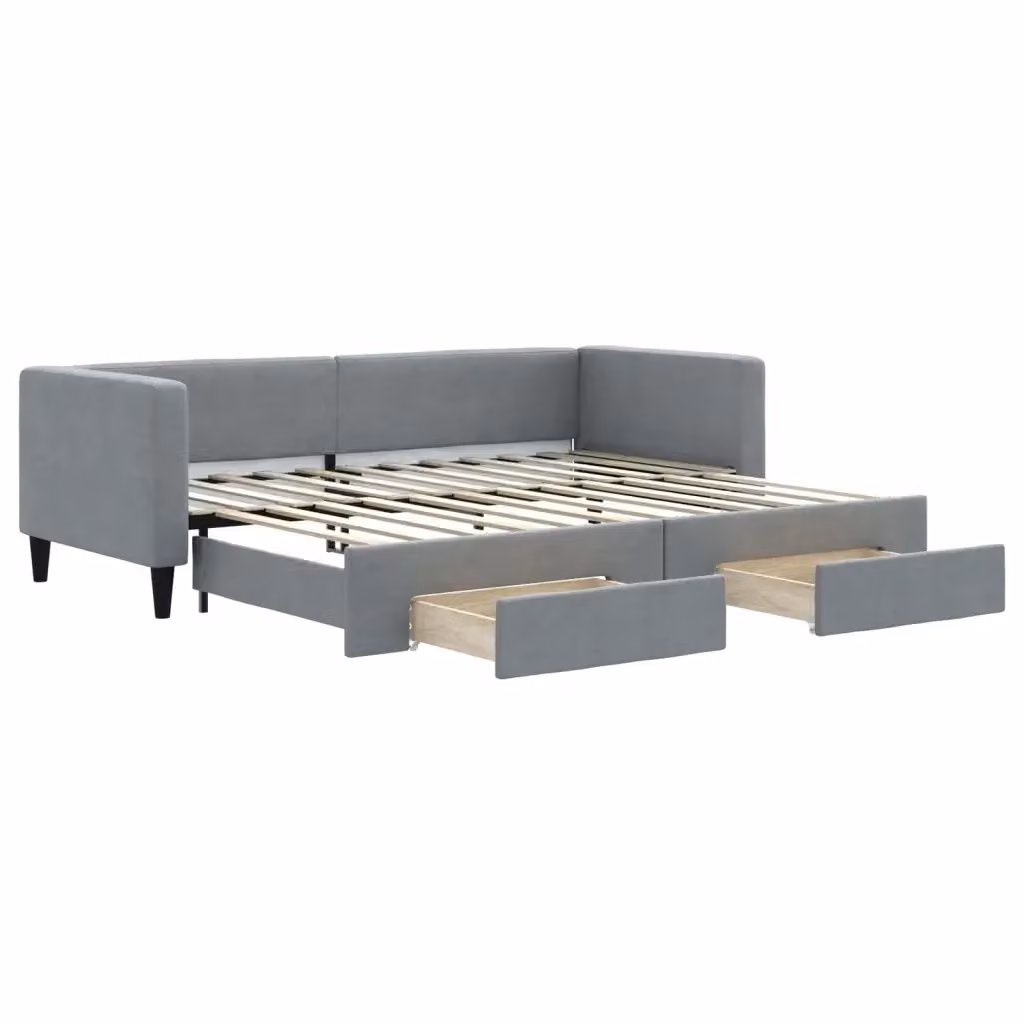 Divano Letto Estraibile con Cassetti vidaXL Grigio Chiaro in Tessuto – 2