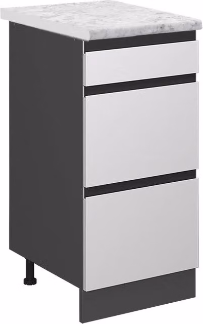 Mobiletto base per cucina Vicco R-Line Bianco e Antracite con piano in marmo L 40 cm x H 81,6 cm x P 60 cm