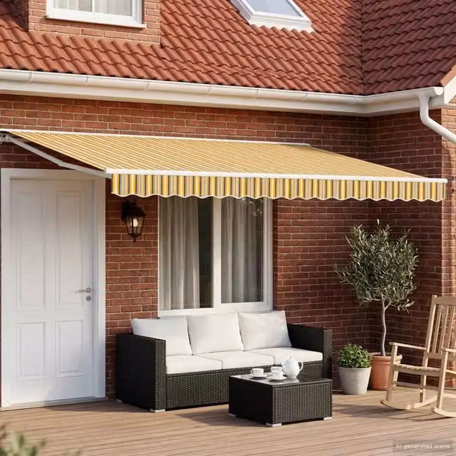 Tenda retrattile manuale Giallo, Grigio e Bianco 4,5 × 3 m 3420298