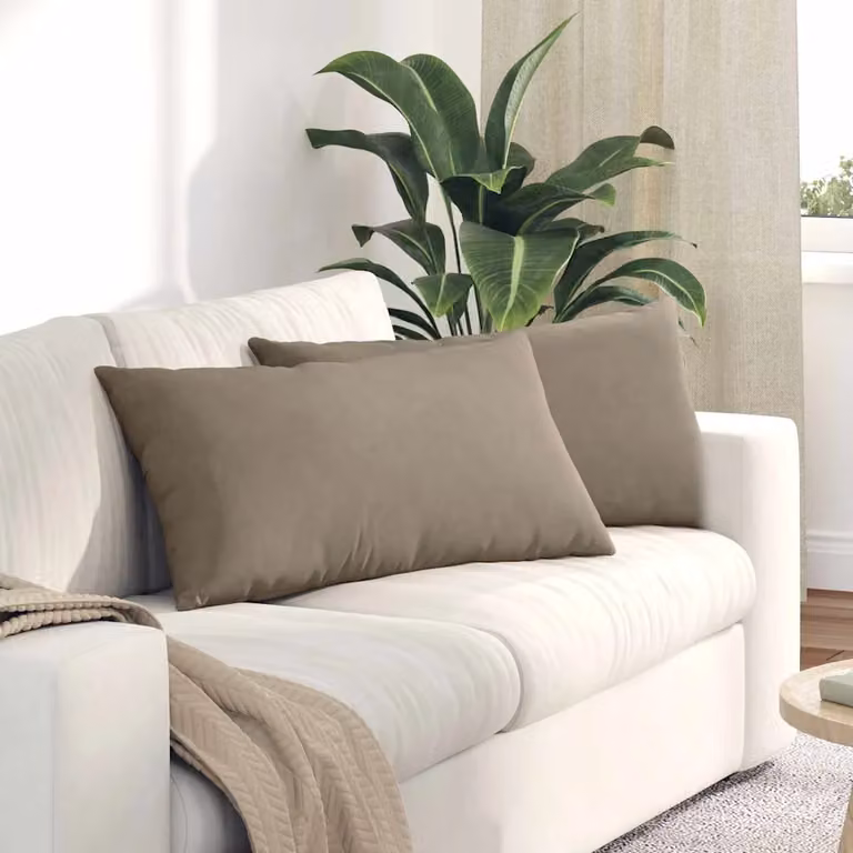 Set di 2 cuscini da divano vidaXL in tessuto di poliestere, forma rettangolare, disponibili in beige o grigio, L 80 cm x P 40 cm x H 4 cm