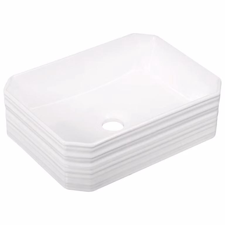 Kerra | Lavabo - Lavabo da appoggio Kr-331 - 40X30X12 Cm - Bianco lucido - Design elegante con decoro