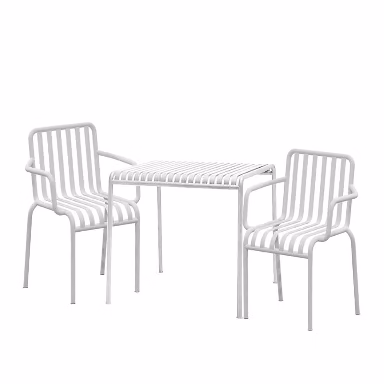 Set di mobili da giardino in ferro - set di 3 (1 tavolo + 2 sedie) - gruppo di sedute bistrot per balconi e terrazze - mobili da balcone resistenti alle intemperie - bianco 70cm【BFZ6588】