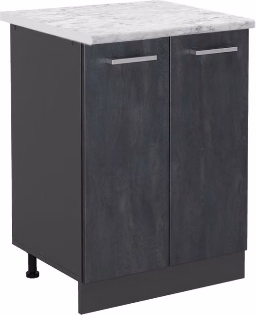Mobiletto base cucina Vicco R-Line Calce nera e Antracite con piano effetto Marmo L: 60 cm, P: 60 cm, H: 81,6 cm