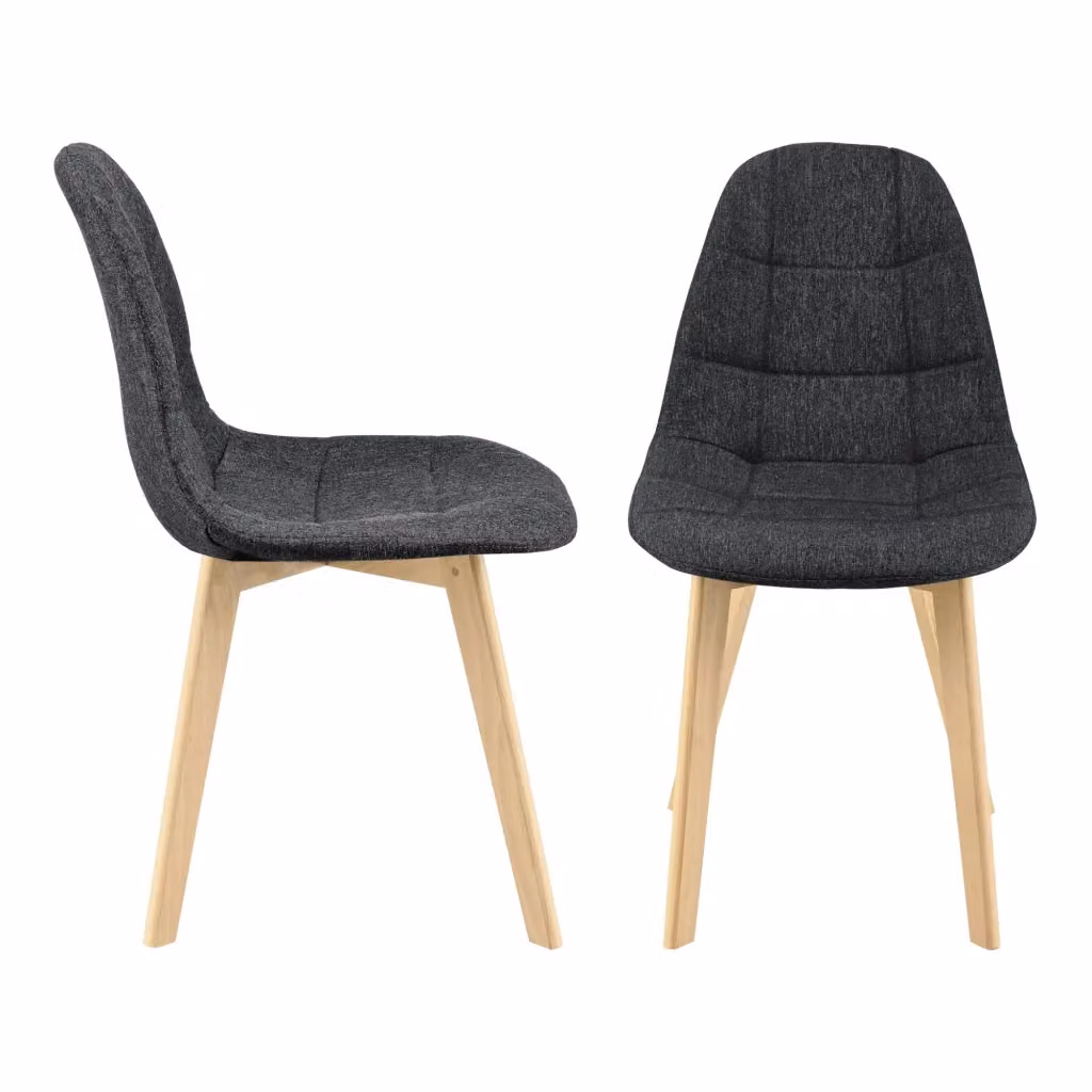 Set di 4 sedie imbottite en.casa in tessuto nero con gambe in legno di faggio per sala da pranzo, salotto o studio – 2