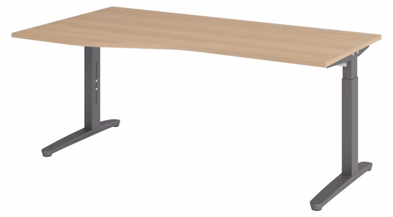 bümö Scrivania Serie-XB - Struttura: grafite, dimensioni: 180 x 100 cm, decorazione: rovere