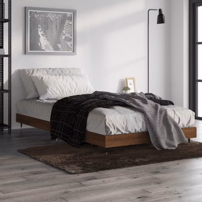 Giroletto senza materasso vidaXL in rovere marrone con doghe fisse in legno e metallo L/P/H: 200 x 100 x 20 cm