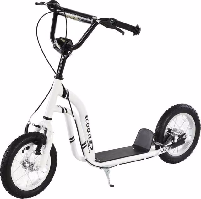 Monopattino per bambini fuoristrada 120 x 58 x 95 cm grandi ruote pneumatiche doppio freno contemporaneo in acciaio bianco 21_0000668