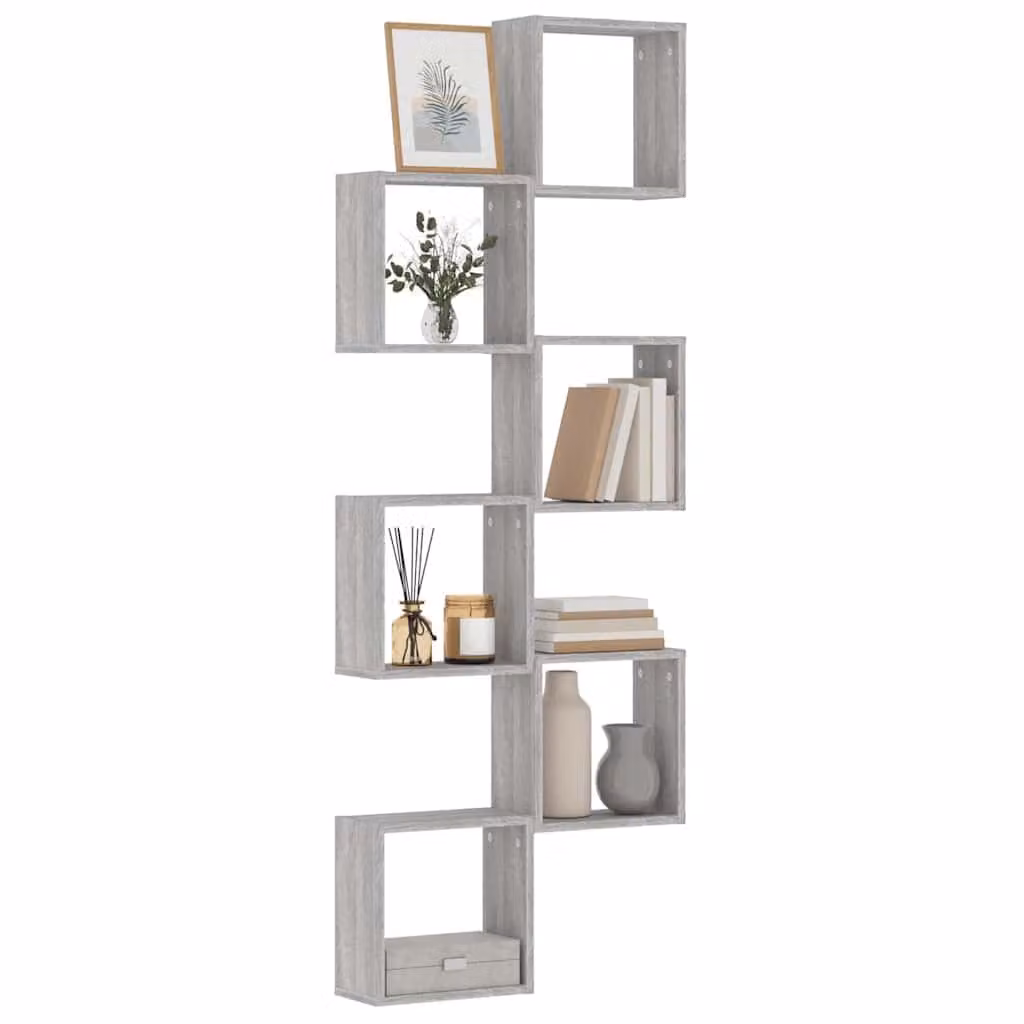 Set di 6 mensole a cubo vidaXL da parete, colore grigio, L 30 x P 15 x H 30 cm