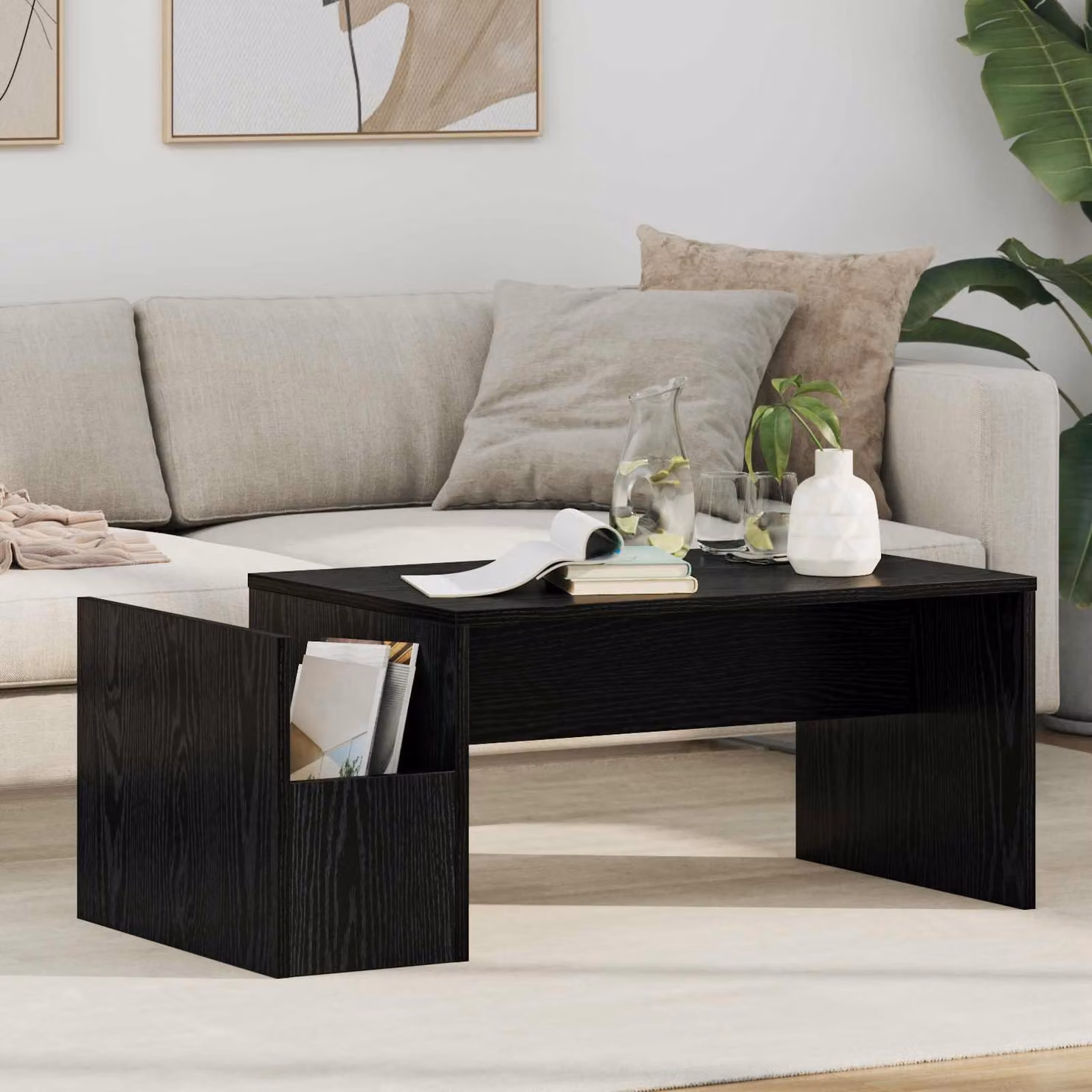 Maison Exclusive - Tavolino da salotto effetto rovere nero 90 x 45 x 35 cm Materiale ligneo