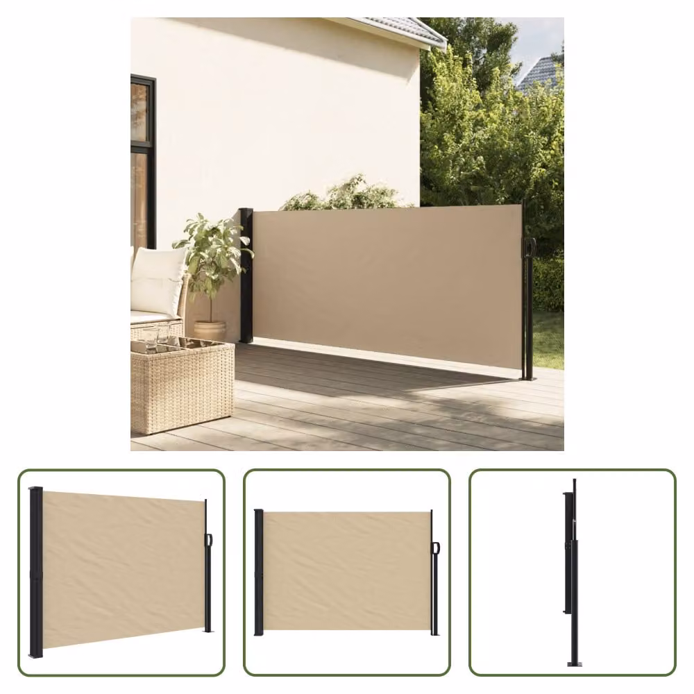 The Living Store Tenda laterale estensibile Beige 140x500 cm