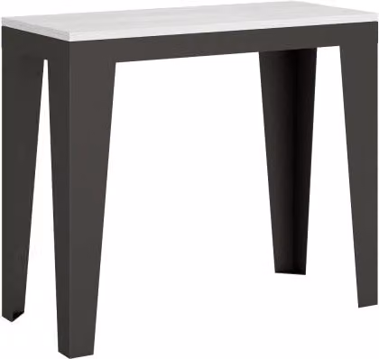 Consolle allungabile Itamoby Flame Small Evolution con telaio Antracite e finitura Bianco Frassino L/P/H: 90 x 40 x 77 cm (estendibile fino a 196 cm)