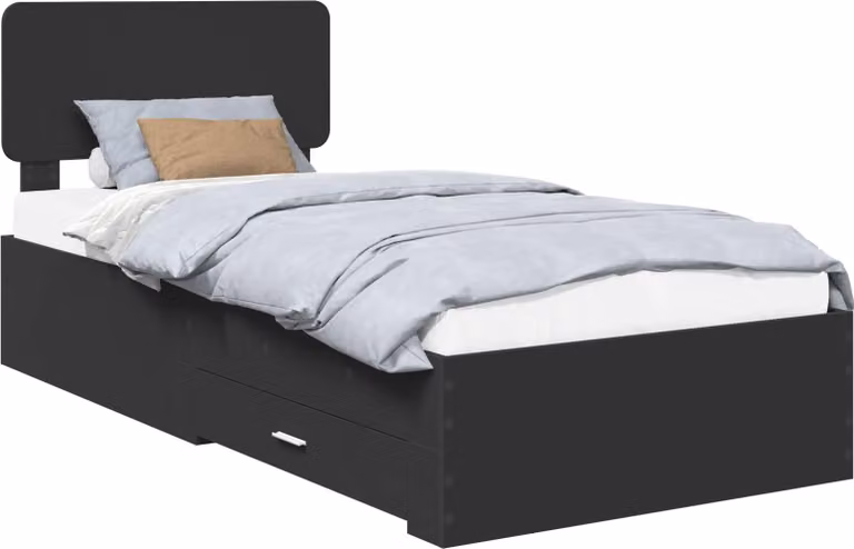 Struttura del letto Nero 75 x 190 cm Legno multistrato