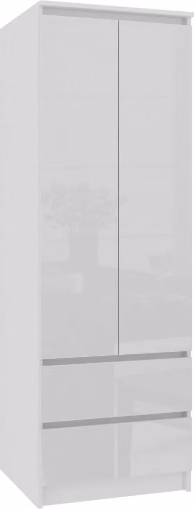 Armadio con cassetti 60 cm WREN - bianco / bianco lucido