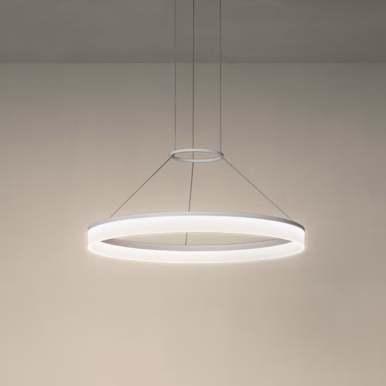 LEDS C4 - Lampada a sospensione circolare - 49,3 W, luce bianco caldo, 3473 lm, colore bianco