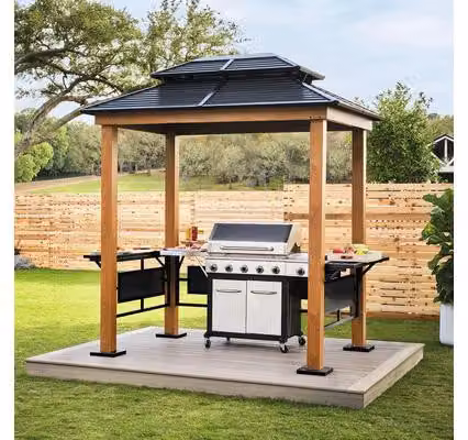 Gazebo per barbecue in alluminio Sojag Maui effetto legno 158x249x278 cm