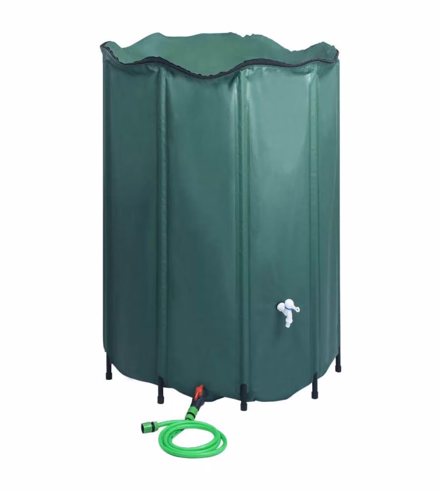vidaXL Serbatoio per Acqua Piovana Pieghevole con Rubinetto e Filtro, Verde, 1350 l – 3