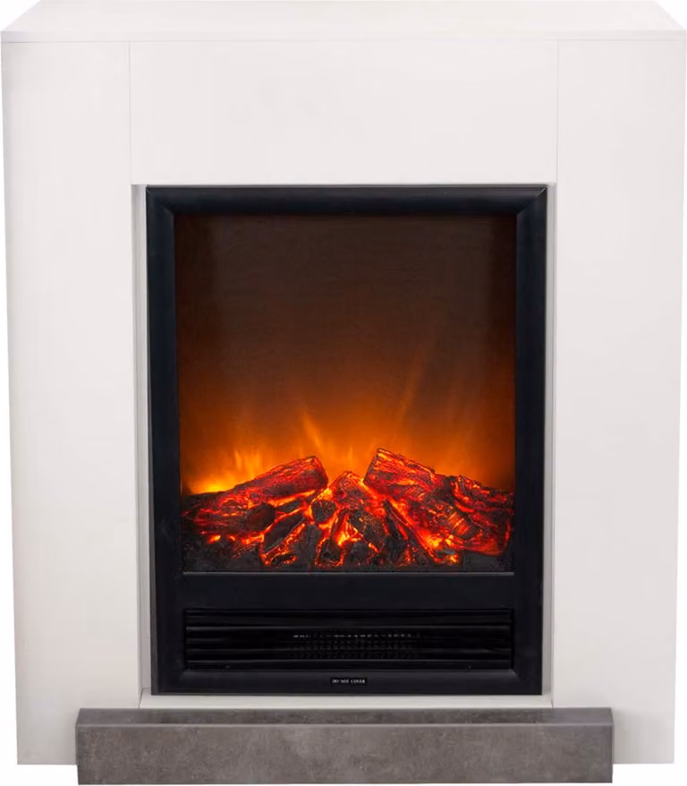 Caminetto elettrico Xaralyn - Hamar - legno bianco - 1300 Watt di riscaldamento - con telecomando - caminetto da incasso incluso - caminetto decorativo