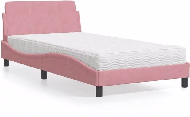 Letto con Materasso Dover rosa in velluto vidaXL L/P: 100 x 200 cm
