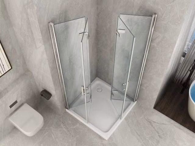 Box doccia in Cristallo 8 mm frameless due lati con due porte a libro soffietto Easyclean - Misura: 70 x 100 x 195h cm