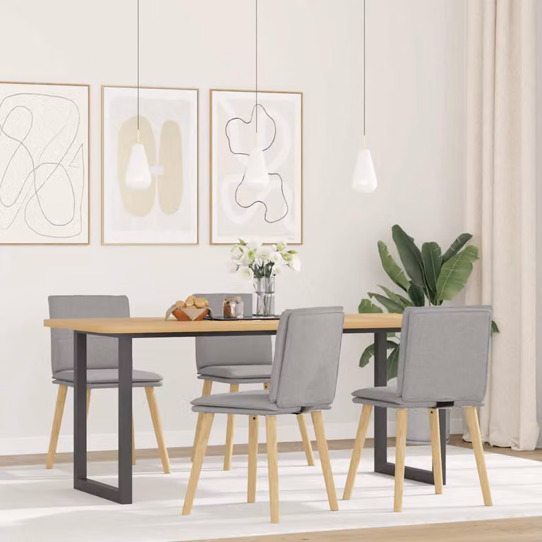 Set di 4 sedie da pranzo vidaXL in tessuto grigio con struttura in legno e metallo