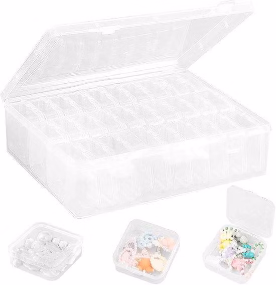 Contenitori trasparenti con coperchio, marca Unyqoos®, set da 30 (materiale: PP), impilabili e salvaspazio (fino al 70%), ideali per gioielli, perline e piccoli oggetti