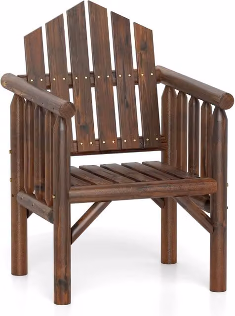 Sedia da esterno Design Mania in legno di pino e abete marrone con braccioli per giardino e terrazza