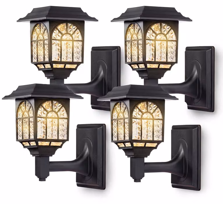 Lampade solari a LED, luce bianca calda, confezione da 4, impermeabili