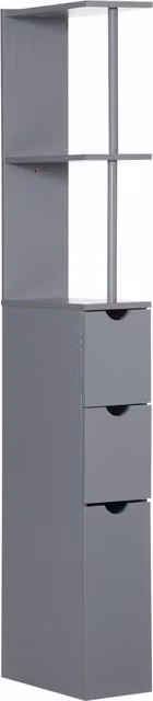 Colonna mobile da bagno HOMCOM in legno con ripiani aperti e cassetti, Grigio, L/P/H: 33 x 15 x 136.8 cm