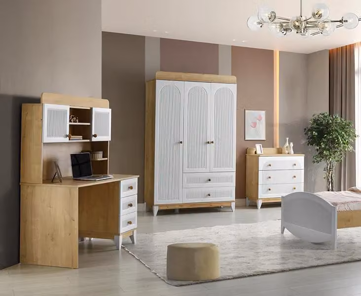 Kommode Kleiderschrank Schreibtisch praktisches Set Kinderzimmer Schlafzimmer