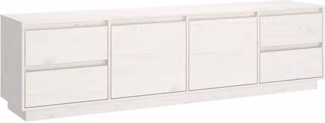 Mobile Porta TV-Credenza TV Bianco 176x37x47,5 cm in Legno Massello di Pino