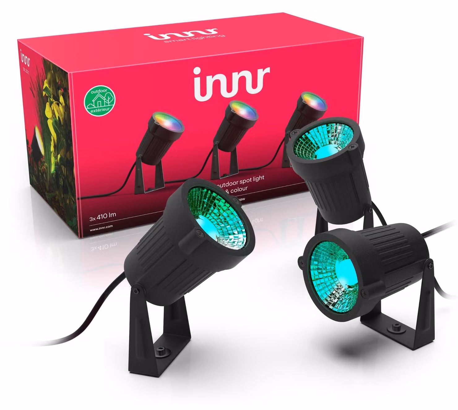 Set di 3 faretti da giardino a LED, tecnologia Zigbee, grado di protezione IP65, 16 milioni di colori