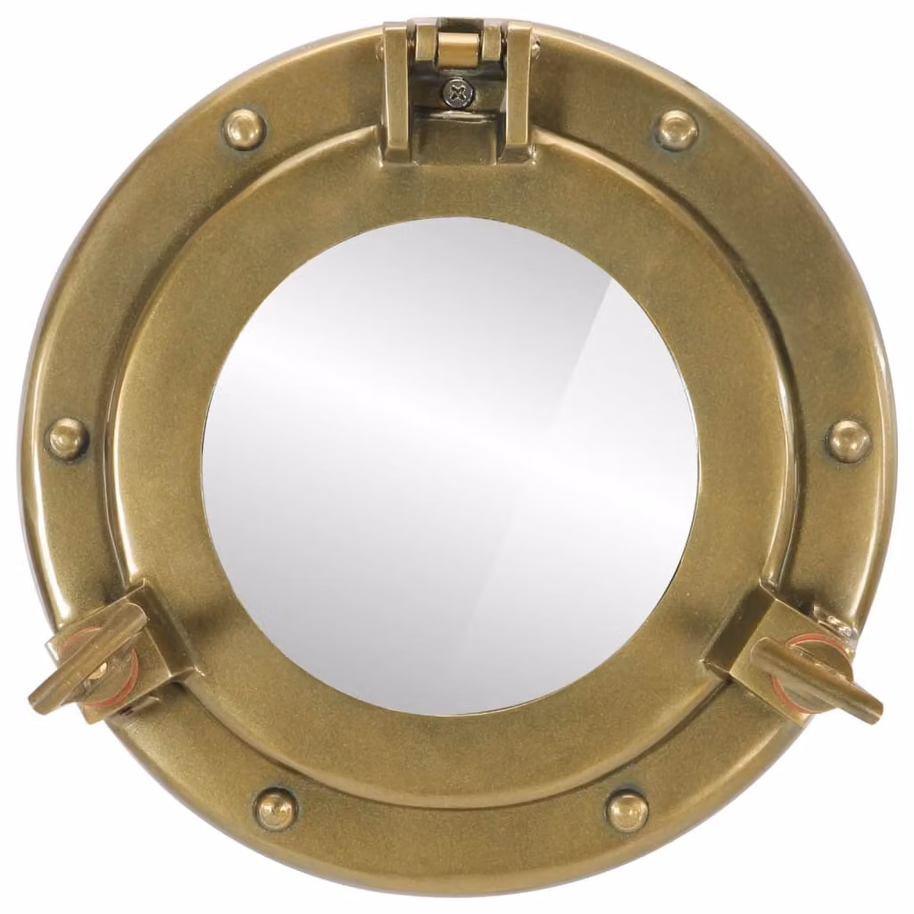 Specchio da Parete Design Oblò Ø23 cm in Alluminio e Vetro