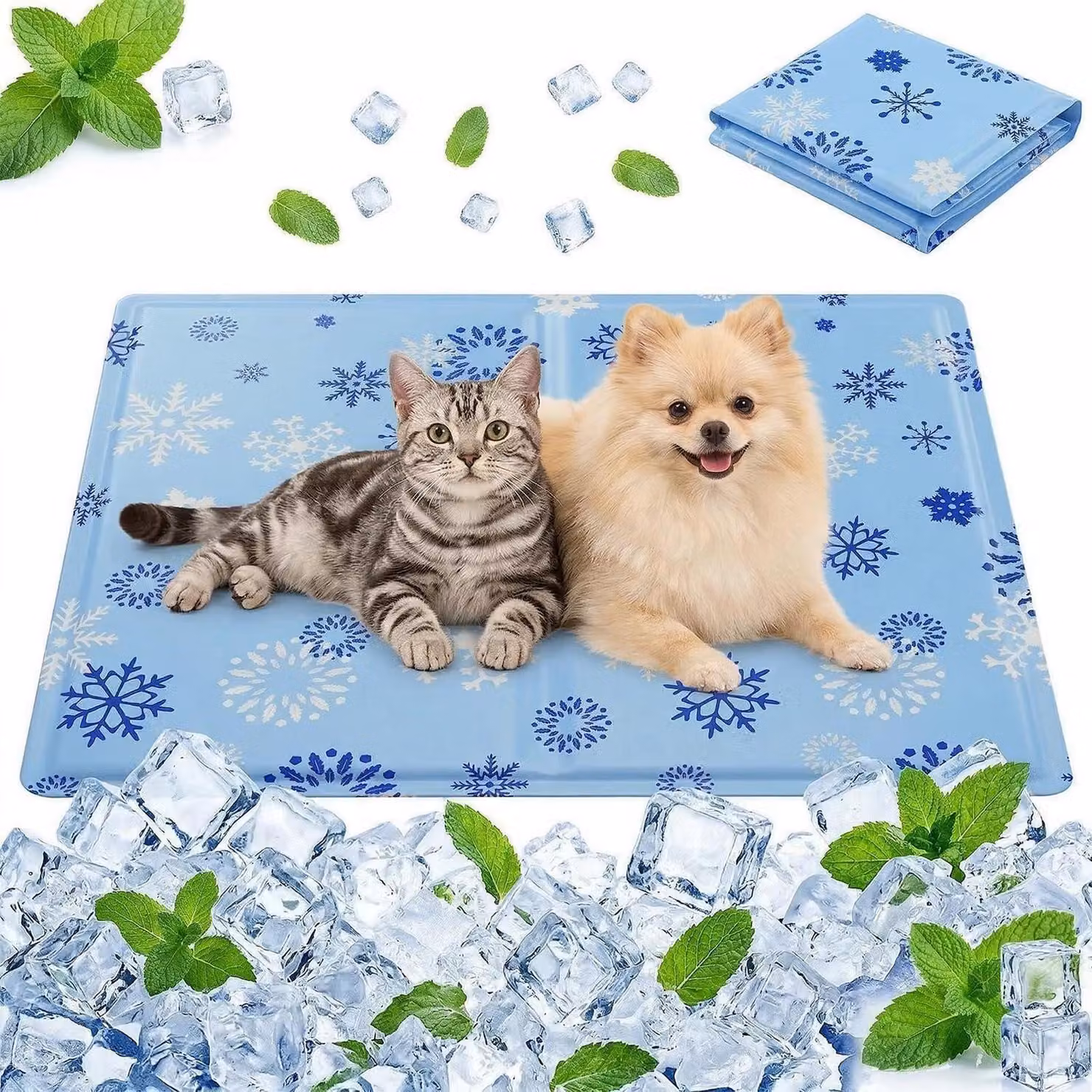 Tappetino refrigerante per cani e gatti, auto-raffreddante, con gel non tossico, pieghevole, dimensioni 30x40 cm