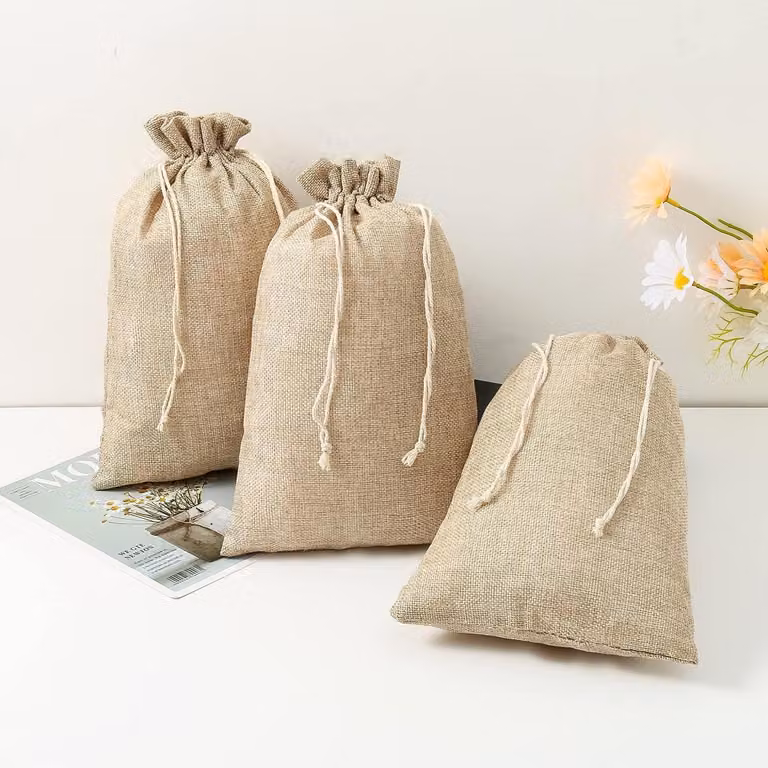 Sacchetti regalo in tessuto, marroni, 20 x 30 cm, confezione da 12 pezzi