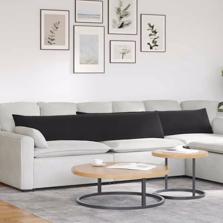 Set di 2 cuscini da divano vidaXL in tessuto a coste nero, L 200 cm x P 40 cm x H 40 cm