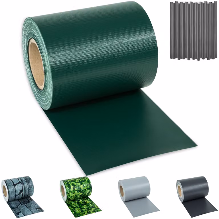 Frangivista in PVC semi-trasparente verde con clip per il fissaggio TecTake GmbH, Lunghezza: 70 m