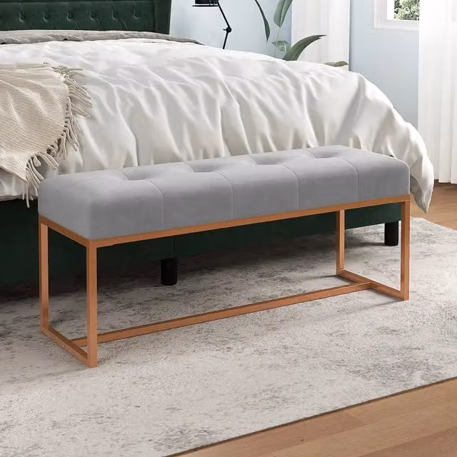 Panca-Sgabello Design Mania in Velluto Grigio L: 110 cm, P: 36 cm, H: 45 cm – 1