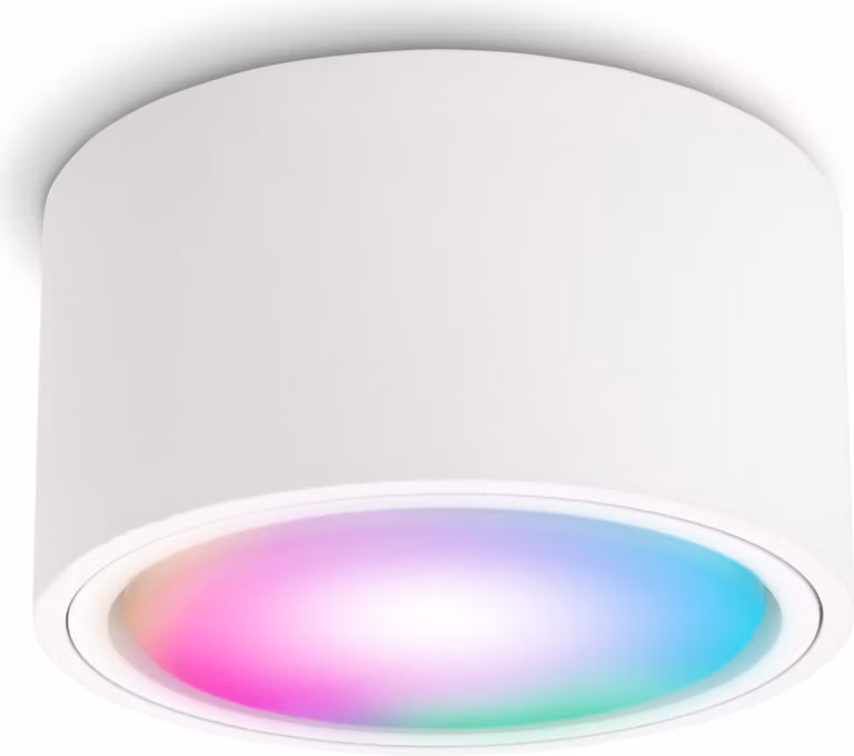SSC-LUXon CELI-X faretto da superficie bianco piatto con lampada LED compatibile con Alexa, Siri e Google - Spot con Smart LED RGB+W GX53
