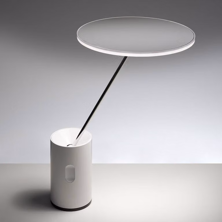 Artemide Lampada da scrivania Sisifo, dimmerabile, Bianco / Opale, Camera da letto, Alluminio, Design, Lampada da tavolo