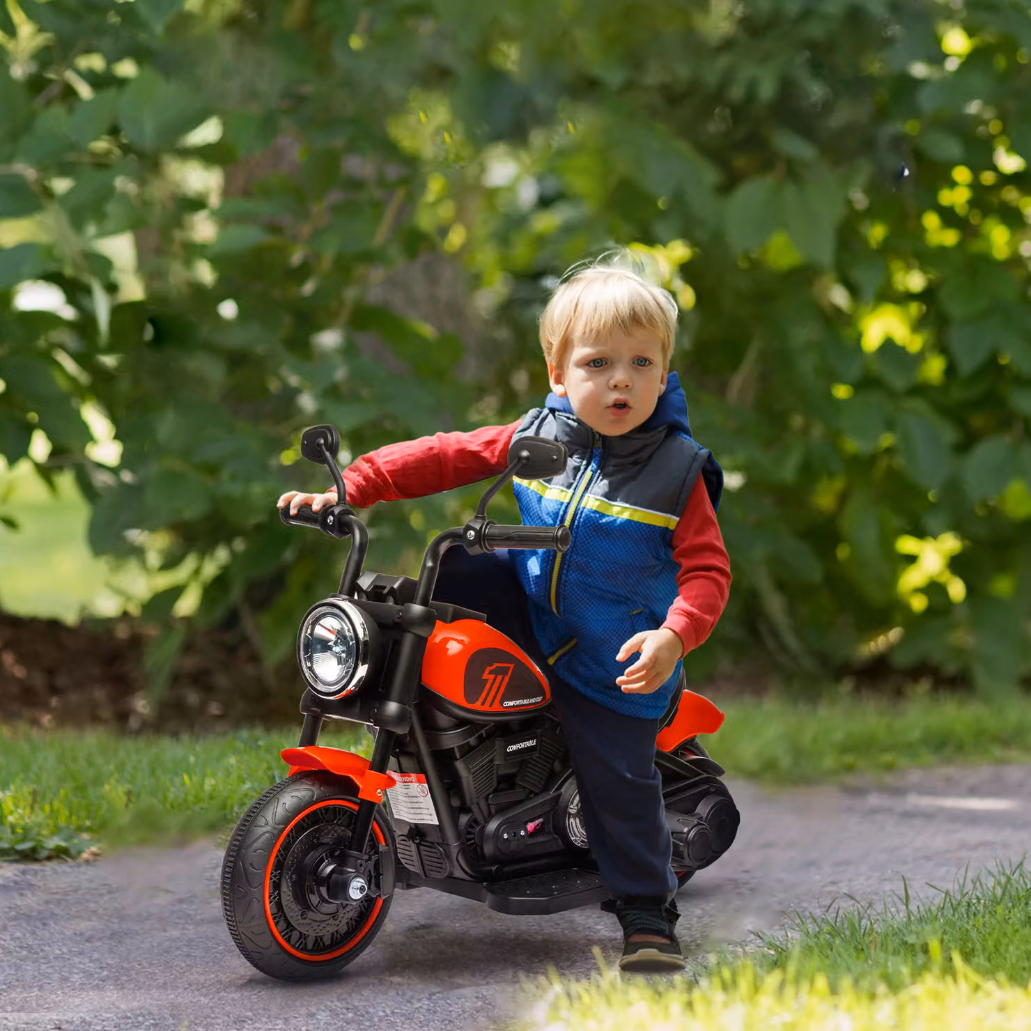 Moto Elettrica HOMCOM per Bambini 18-36 Mesi con Luci e Suoni, Rosso e Nero, L 76 x P 42 x H 57 cm – 2