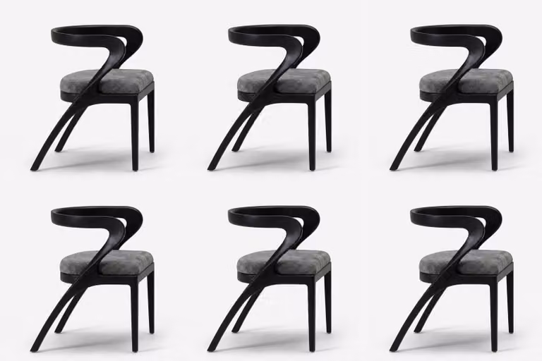 Set di 6 sedie moderne, nere, confortevoli, ideali per la sala da pranzo, dal design elegante e