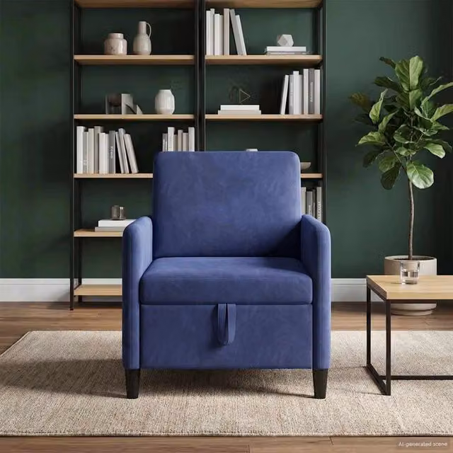 Divano moderno con contenitore vidaXL in tessuto blu con braccioli L/P/H: 72 x 78 x 87 cm