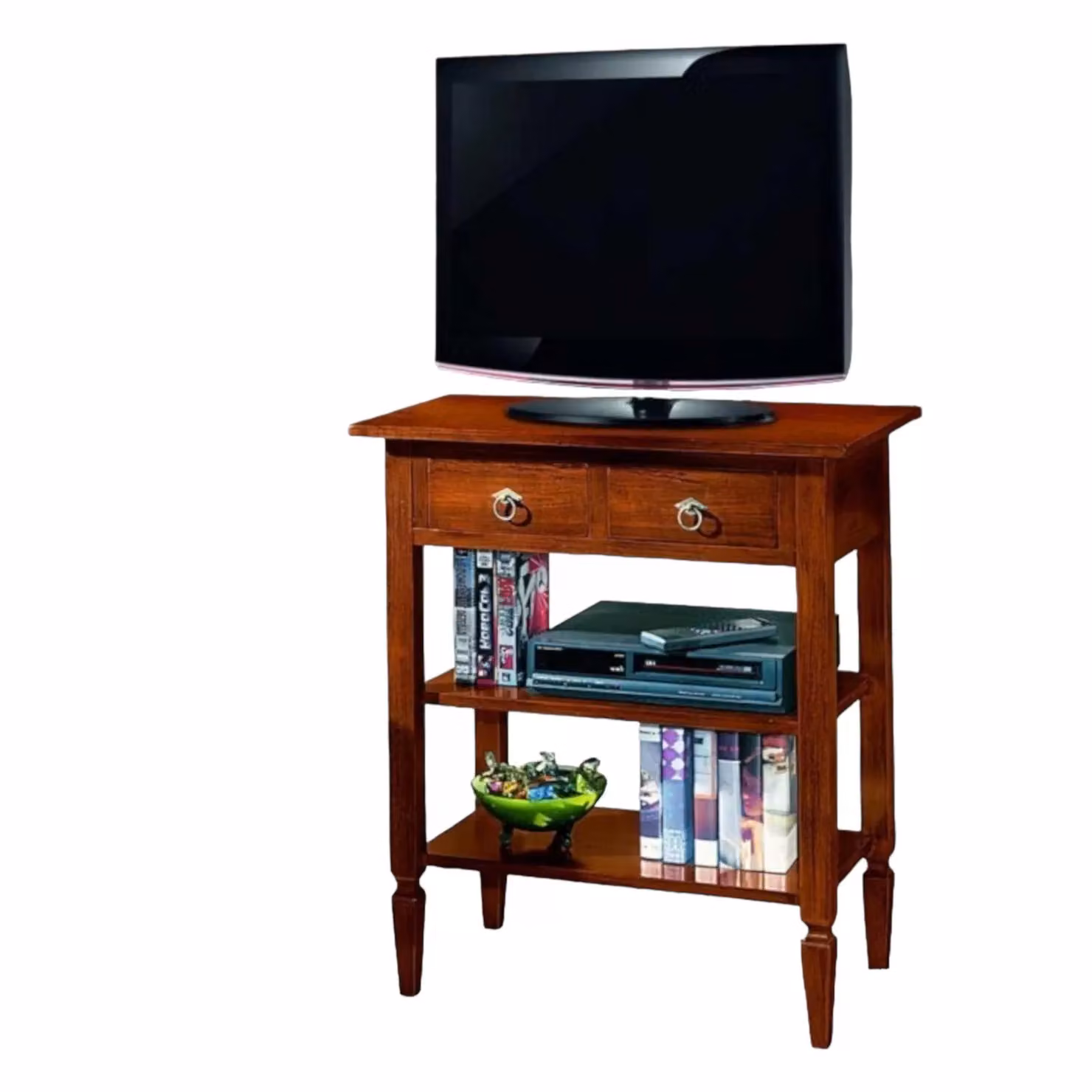 Porta TV 2 Arte Povera in Legno Massello Tinta Noce Mobili 2G L: 75 cm, P: 45 cm, H: 85 cm – 2