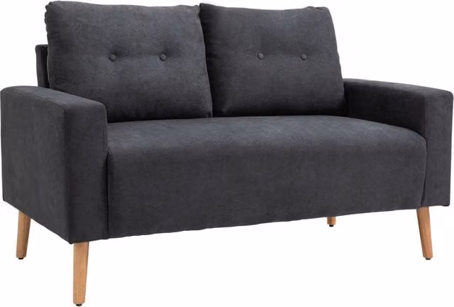 Divano 2 Posti Moderno in Stile Nordico con Schienale Trapuntato in Tessuto, 145x76x88 cm, Grigio