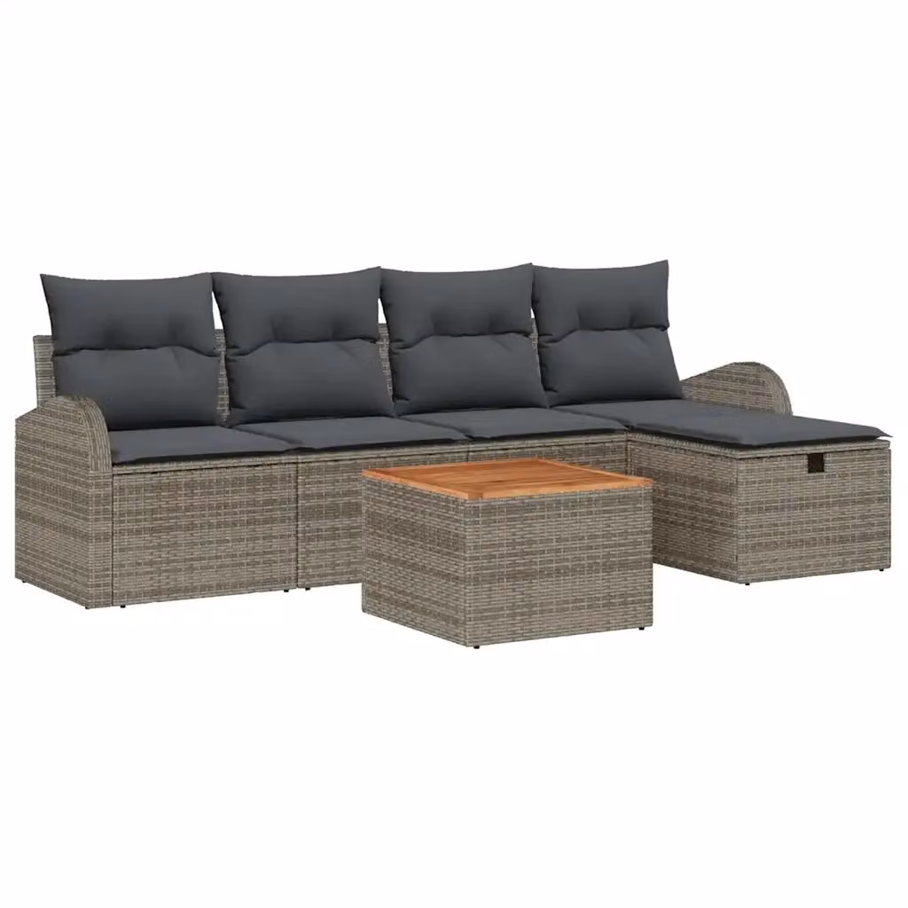 Set Divano da Giardino vidaXL 6 Pezzi a Forma di L con Cuscini Grigio – 2