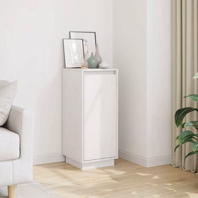 Credenza bianca vidaXL in legno massello di pino per soggiorno L/P/H: 31,5 x 34 x 75 cm