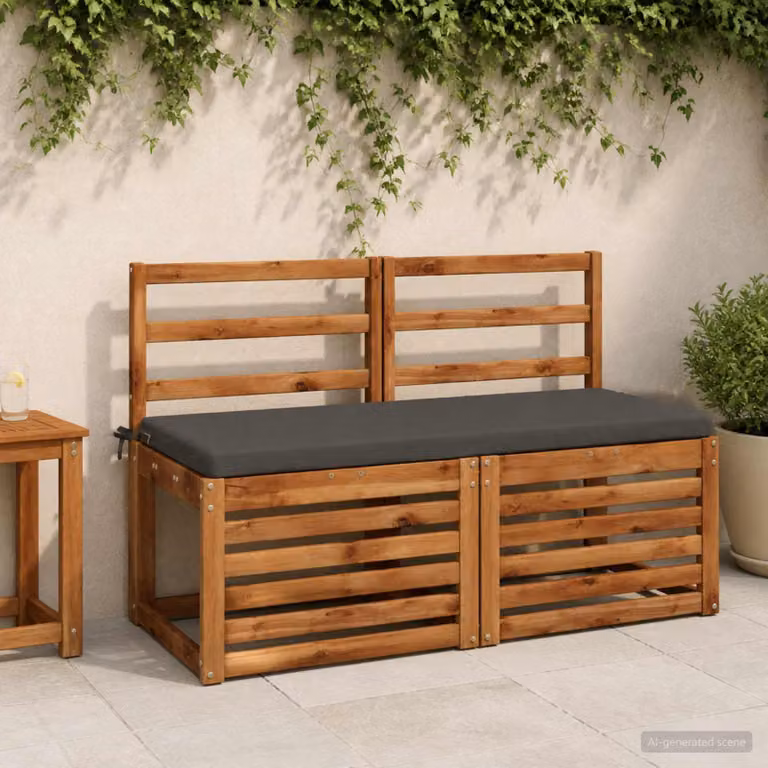 Set di 2 cuscini per panchina vidaXL in poliestere antracite con imbottitura in schiuma e coperture rimovibili lavabili