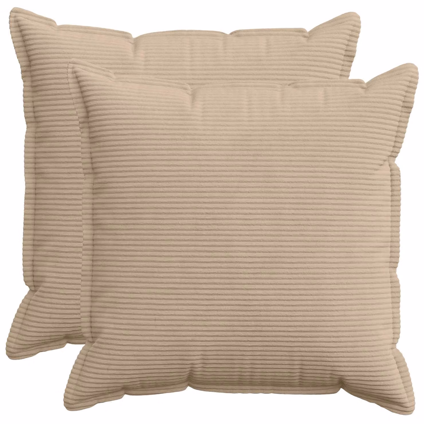 Set di 2 federe vidaXL HOUTEN in velluto a coste, colore tortora, L 80 x P 80 cm